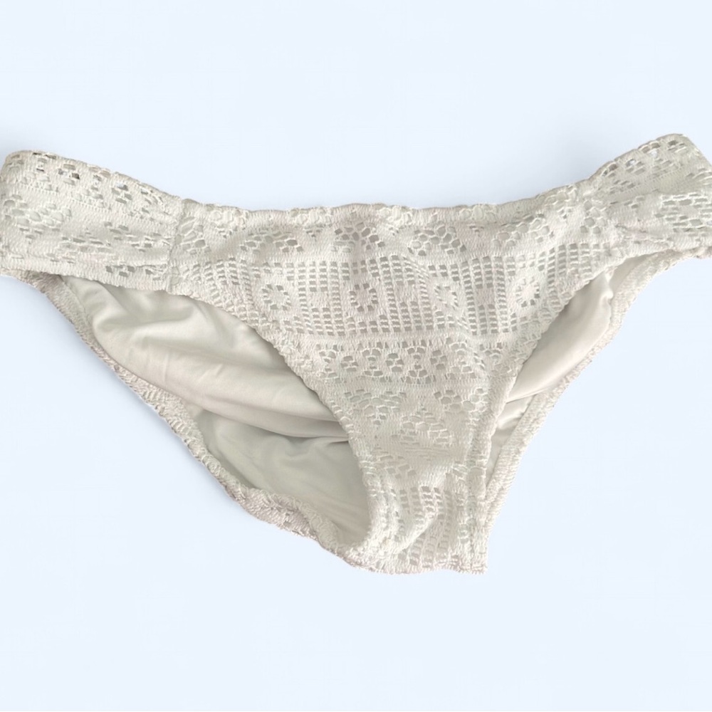 Victoria's Secret white swim lace bikini bottoms Size L